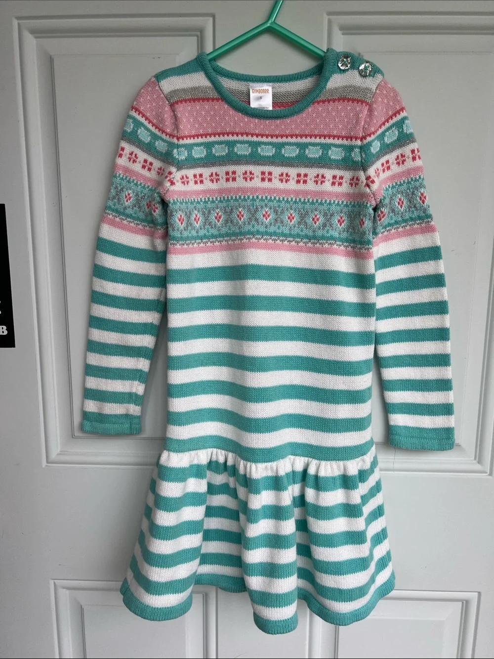 Gymboree Teal, Pink & White Striped Knit Dress